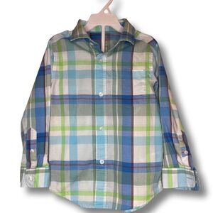 Cat & Jack Boys Plaid Button Down Shirt Size XS 4/5